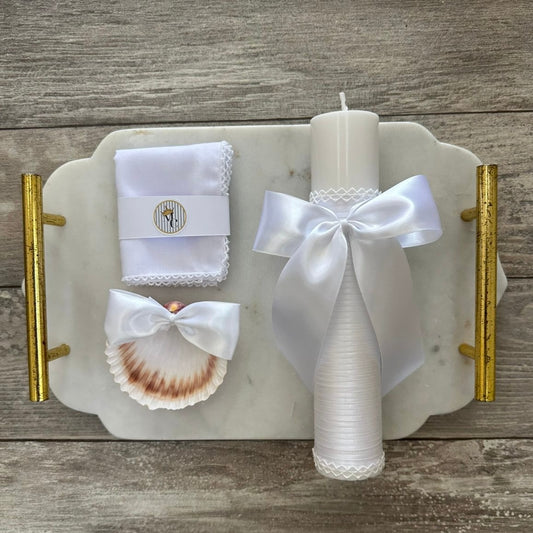 Kit de bautizo con vela artesanal - KB107