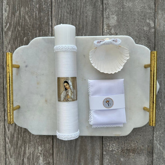Kit de bautizo con vela artesanal - KB109