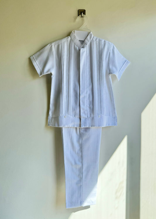 Traje con guayabera para niño manga corta - modelo uxmal CH