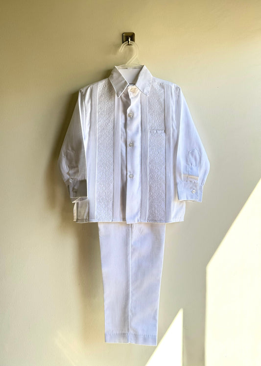 Traje con guayabera para niño manga larga - modelo tulum Ch