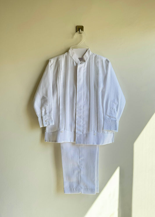 Traje con guayabera para niño manga larga - modelo uxmal CH